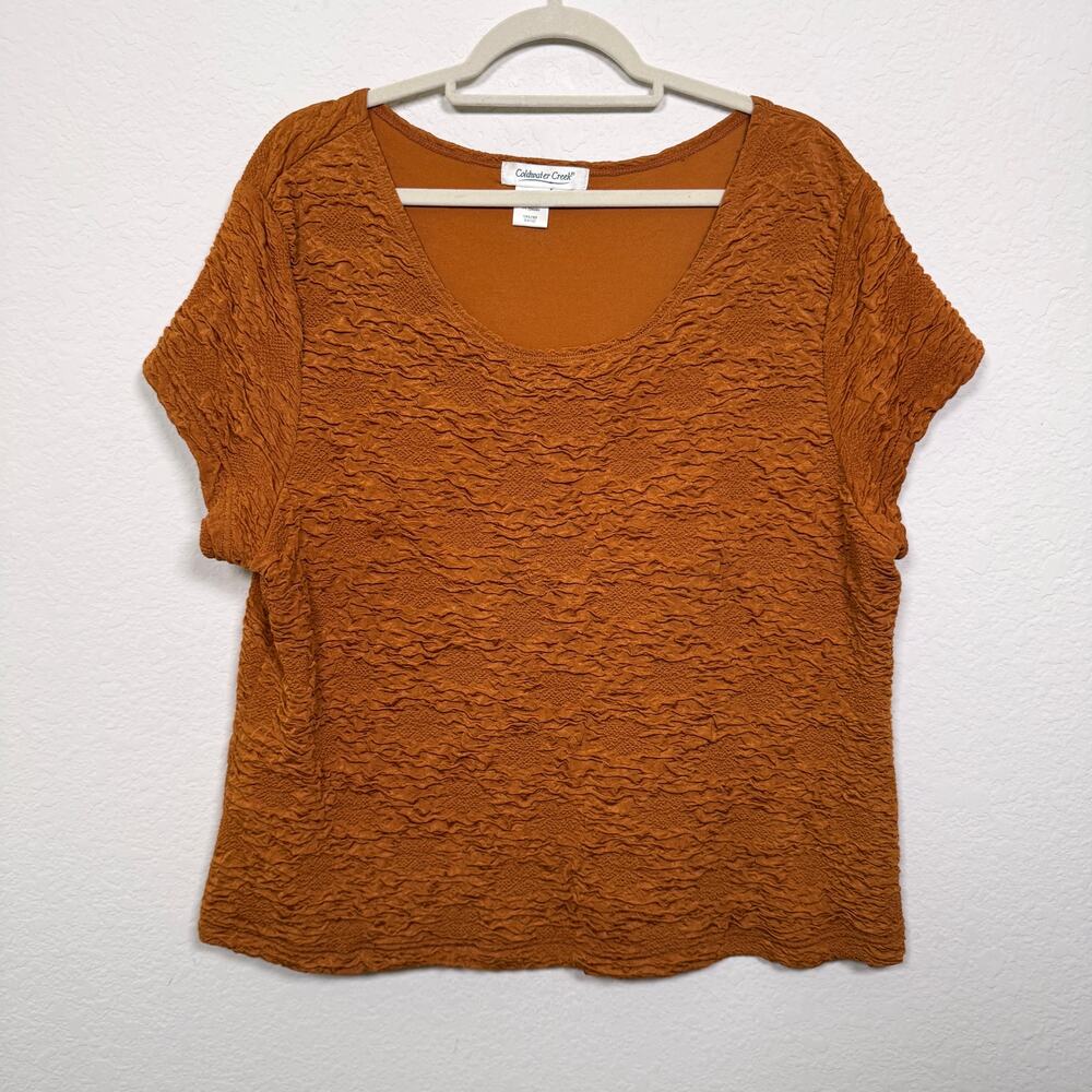 Coldwater Creek Womens Blouse Top Size XXL Crinkle Autumn Harvest Gold Yellow